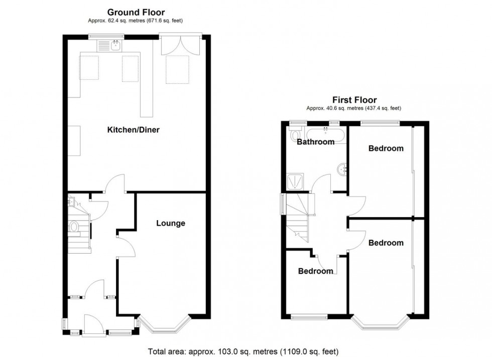 Floorplan for Whateley Crescent, Castle Bromwich, Birmingham